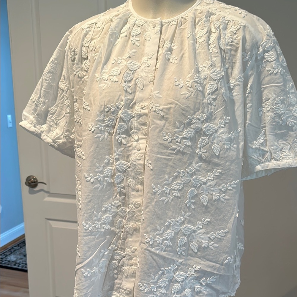 & Other Stories White Short Sleeve Blouse NWT